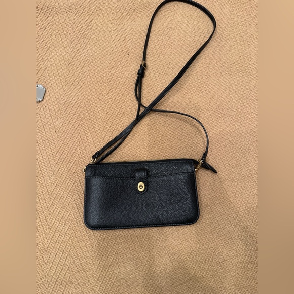 Coach Handbags - Coach black Pebbled Leather Crossbody Wallet - Classic Women's Bag